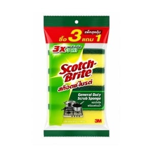 pdc_สก๊อตช์-ไบรต์ แผ่นใยขัดพร้อมฟองน้ำ 3 ชิ้น ฟรี 1 ชิ้น