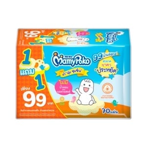pdc_มามี่โพโค ไวพส์ ราคาประหยัด ผ้าเช็ดทำความสะอาดก้นเด็ก 70 แผ่น แพ็ค 1+1