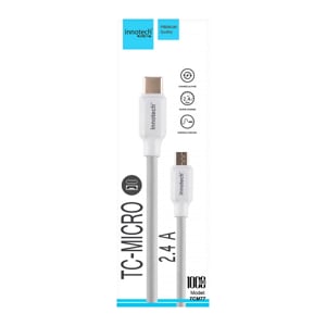 pdc_อินโนเทค สายชาร์จและซิงค์ข้อมูล Micro-USB to Type C 2.4A Max รุ่น TCM77 ขนาด 1000 มม.