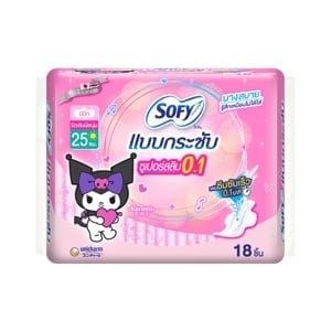 pdc_โซฟี แบบกระชับ ผ้าอนามัย ซูเปอร์อัลตร้าสลิม 0.1 มีปีก 25 ซม. 18 ชิ้น