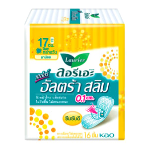 pdc_ลอริเอะ ผ้าอนามัยแบบไม่มีปีก ซูเปอร์อัลตร้าสลิม ยาว 17 ซม. 16 ชิ้น