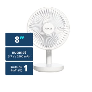 pdc_ไอโกะ พัดลมชาร์จไฟอเนกประสงค์ รุ่น KN-L2876-WH ขนาด 6 นิ้ว สีขาว