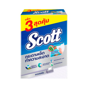 pdc_สก๊อตต์ กระดาษเช็ดทำความสะอาด ลดแบคทีเรีย 84 แผ่น แพ็ค 3 ชิ้น