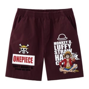 pdc_วันพีช กางเกงขาสั้นพิมพ์ลายลูฟี่ สำหรับเด็กผู้ชาย รุ่น FMAR2506LB018 สีแดง
