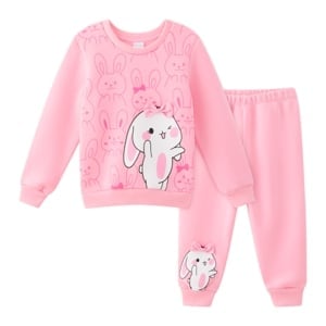 pdc_เบสิโค ชุดเสื้อและกางเกงพิมพ์ลาย สำหรับเด็กหญิง รุ่น FKAS2509TG01W สีชมพู