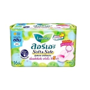 pdc_ลอรีเอะ ซอฟท์แอนด์เซฟ สลิม ผ้าอนามัยแบบมีปีก 22 ซม. 16 ชิ้น
