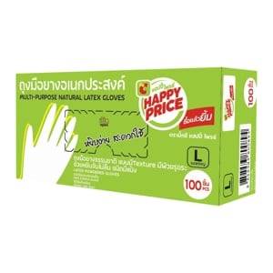 pdc_บิ๊กซี แฮปปี้ ไพรซ์ ถุงมือยาง ขนาด L แพ็ค 100 ชิ้น สีขาว