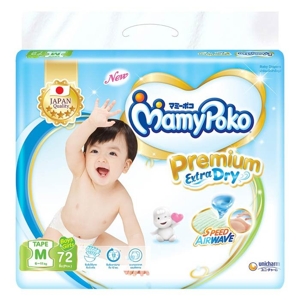 MAMYPOKO Premium Extra Dry Tape Diaper for Boys&Girls Size M Pack 72_1