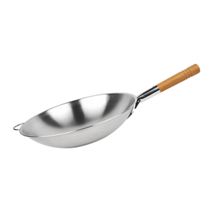 ROCKET Stainless Steel Wok Wooden Handle Model 110100417 32 cm.