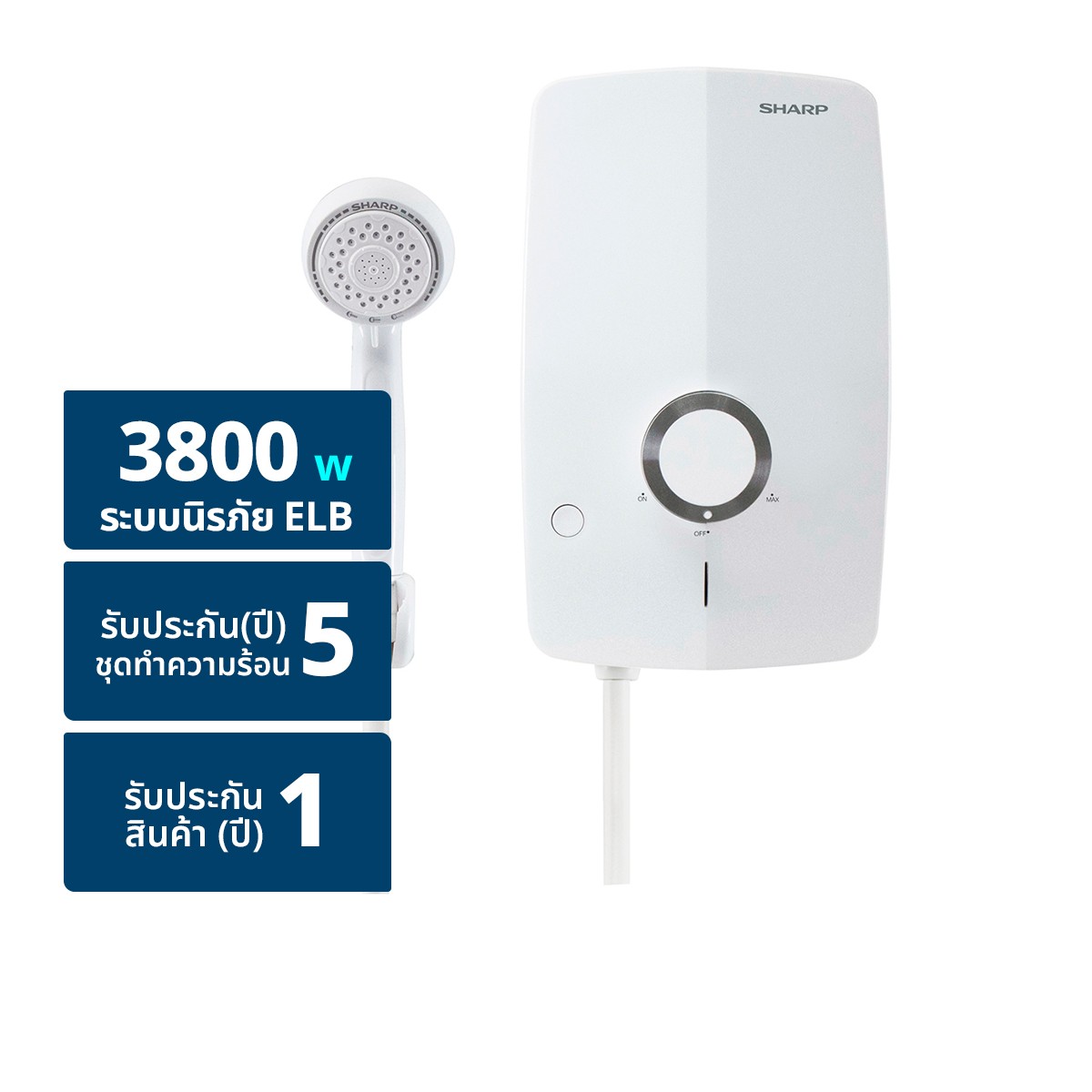 ชาร์ป เครื่องทำน้ำอุ่น รุ่น WH-MD238 WH 3800 วัตต์ สีขาว (ไม่รวมติดตั้ง)