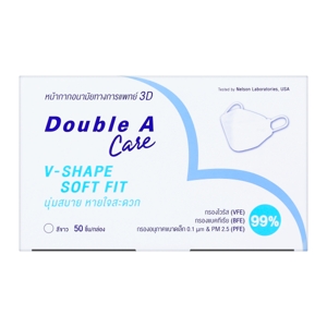 DOUBLE A Care 3D V-Shape Surgical Mask Color White 50 pcs