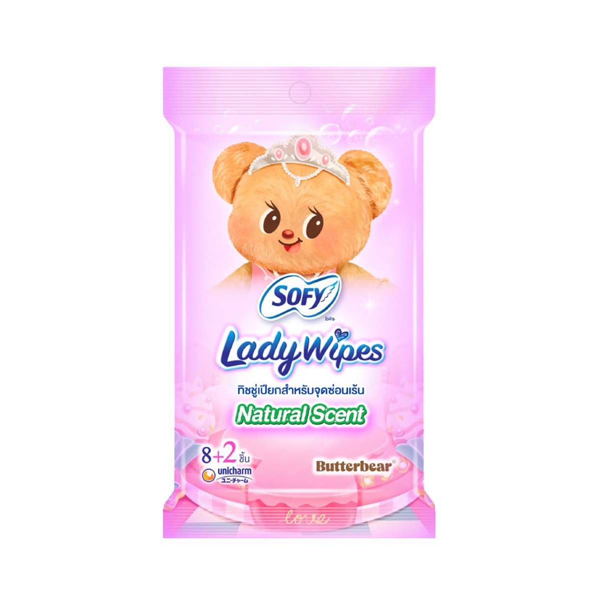 SOFY Lady Wipes Natural Scent Feminine Wipes Pack 8+2 pcs