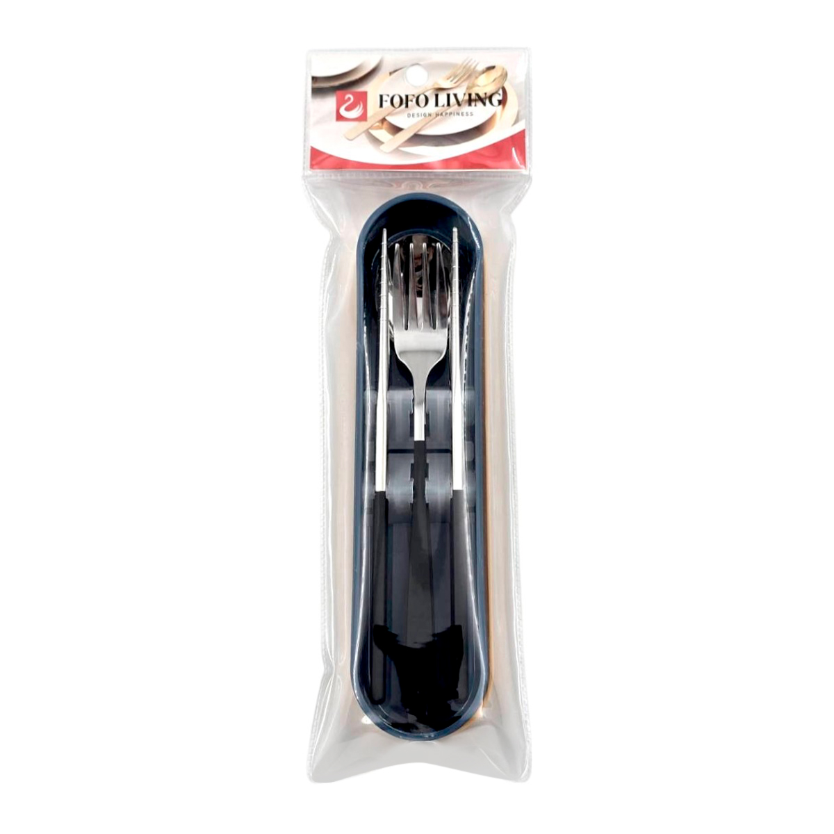 FOFO Spoon Fork Chopsticks Set Silver