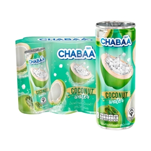 CHABAA Coconut Water with Coconut Meat Less Sugar 230 ml. Pack 6_1