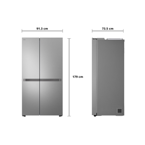 แอลจี ตู้เย็น Side By Side 23.1 Q รุ่น GC-B257KLJW สีเงิน_9