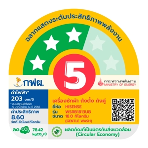 ไฮเซ่นส์ เครื่องซักผ้า 2 ถัง 18 กก. รุ่น WSRB1813UB สีดำ_4