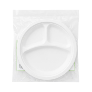 BIG C HAPPY PRICE 9" 3 Compartment Biodegradable Plate Pack 5 White_1