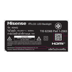 HISENSE VIDAA FHD Smart TV Model. 40A4Q Size 40" Black Color_2