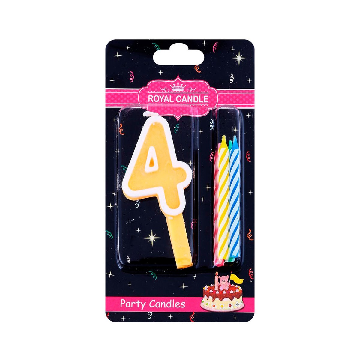 ROYAL CANDLE Party Candles Number 4 Assorted Colors