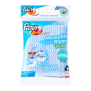 POLY BRITE Reusable Wipes Viscose Size 50 x 30 cm. Pack 5