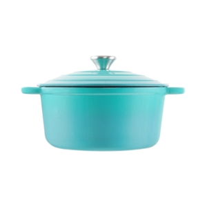 BAKER'S SECRET Cast Iron Casserole Dish 24 cm. Model. BS11321 Pure Turquoise Color