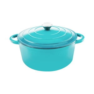 BAKER'S SECRET Cast Iron Casserole Dish 24 cm. Model. BS11321 Pure Turquoise Color_1