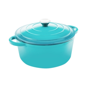 BAKER'S SECRET Cast Iron Casserole Dish 24 cm. Model. BS11321 Pure Turquoise Color_2