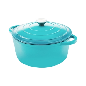 BAKER'S SECRET Cast Iron Casserole Dish 24 cm. Model. BS11321 Pure Turquoise Color_3