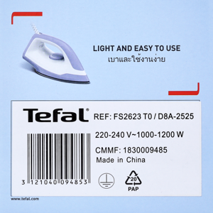 TEFAL Million 1200W Dry Iron Model. FS2623T0_7