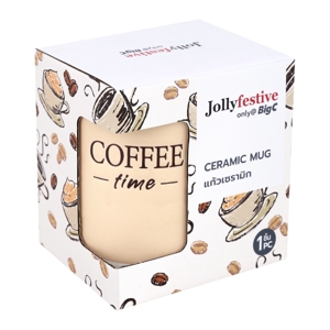 BIG C Coffee Pattern Mug Model. B299-SU2954 Size 355 ml. Light Brown Color_3