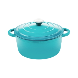 BAKER'S SECRET Cast Iron Casserole Dish 26 cm. Model. BS11405 Pure Turquoise Color_1