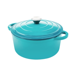 BAKER'S SECRET Cast Iron Casserole Dish 26 cm. Model. BS11405 Pure Turquoise Color_3