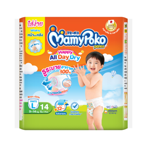 MAMYPOKO Pant Happy All Day Dry Pant Diapers Size L 14 pcs_1