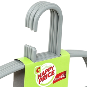 BIG C HAPPY PRICE Plastic Clothes Hangers Model 4180 Color Light Grey Pack 6_4