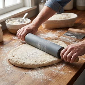 BAKER'S SECRET 17" Silicone Rolling Pin Beech Wood BS40544_6