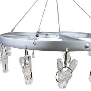 BESICO Aluminium Round Drying Rack 18 Clips Silver Colour_1