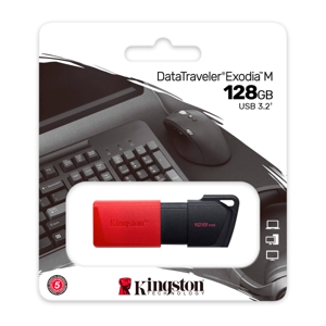 คิงส์ตัน แฟลชไดร์ฟ USB 3.2 Gen1 รุ่น DTXM ความจุ 128 GB สีดำ-แดง