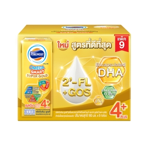 โฟร์โมสต์ นมยูเอชที โอเมก้า สมาร์ท ซูเปอร์ โกลด์ 4 พลัส รสจืด 180 มล. x 9 ชิ้น_1