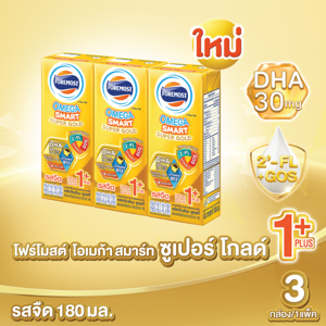 โฟร์โมสต์ นมยูเอชที โอเมก้า สมาร์ท ซูเปอร์ โกลด์ 1 พลัส รสจืด 180 มล. x 3 ชิ้น_1