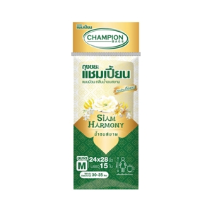 แชมเปี้ยน ถุงขยะแบบม้วน กลิ่นน้ำอบสยาม ขนาด M (24x28 นิ้ว) x 15 ใบ_1