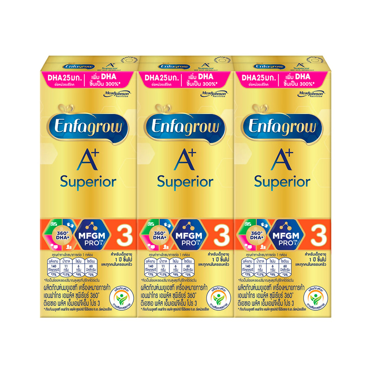 ENFAGROW A+ Superior 360 DHA+ MFGM Pro 3 UHT Milk 180 ml. Pack 3