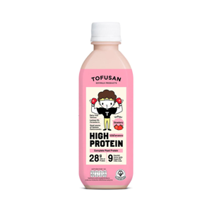 Tofusan Organic Soy Milk High Protein 0percent Sugar Strawberry 350ml.