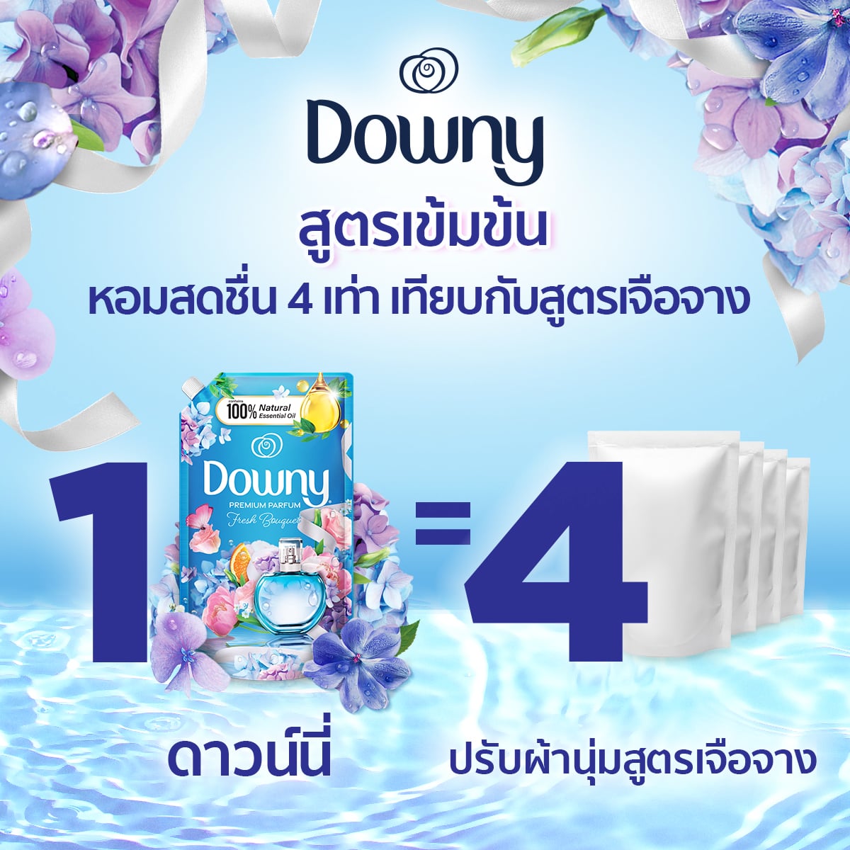 ดาวน์นี่ พรีเมียม เพอร์ฟูม น้ำยาปรับผ้านุ่ม กลิ่นหอมช่อดอกไม้อันแสนสดชื่น 1 ล._5