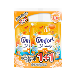 คอมฟอร์ท บิวตี้ ไฮยา พลัส ยูวี ผลิตภัณฑ์ปรับผ้านุ่ม กลิ่นแดดยามเช้า & ดอกไม้ทรอปิคอล 1000 มล. แพ็ค 1+1 ชิ้น_thumbnail