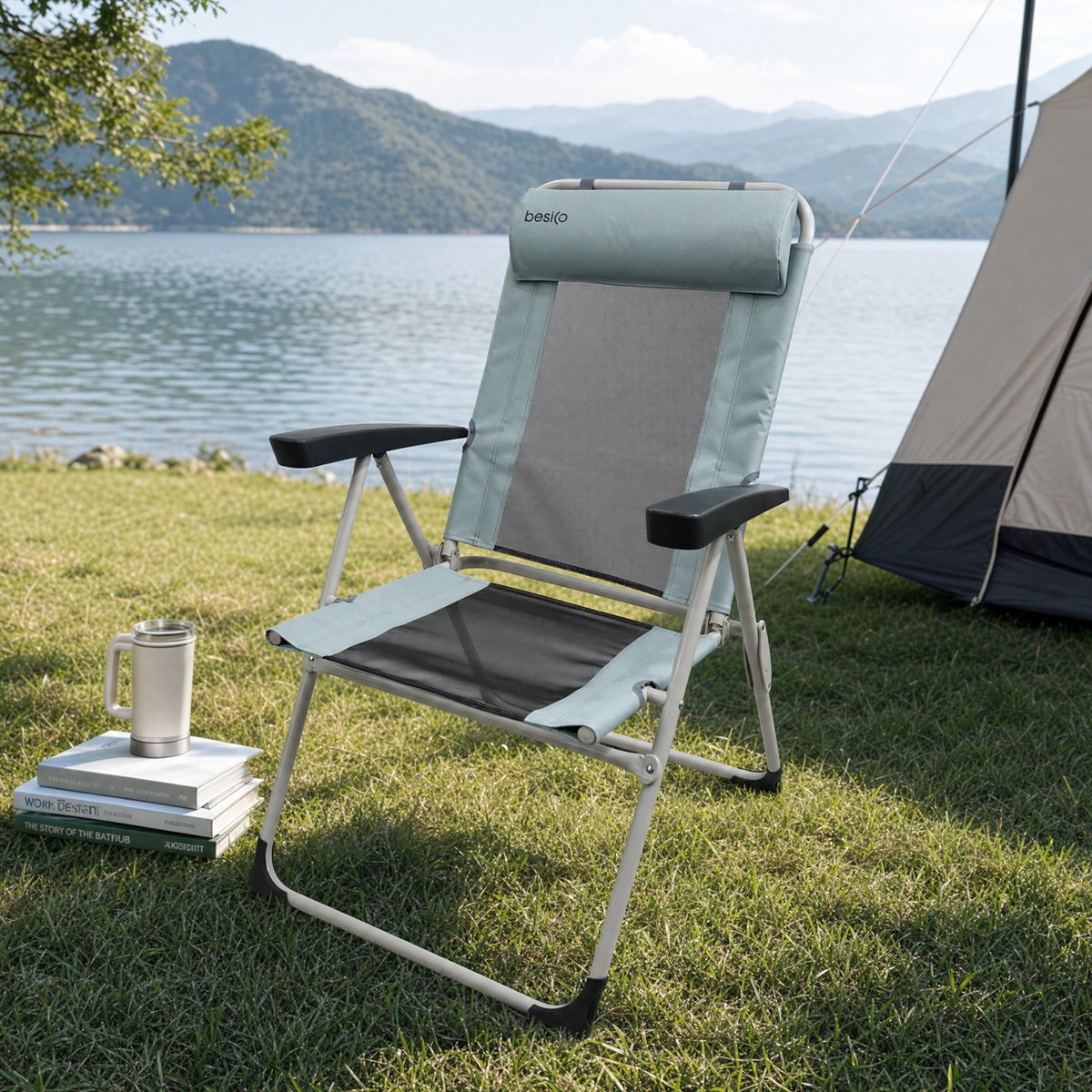 เบสิโค เก้าอี้พักผ่อนพับได้ รุ่น TMB1051 สีเทา_4