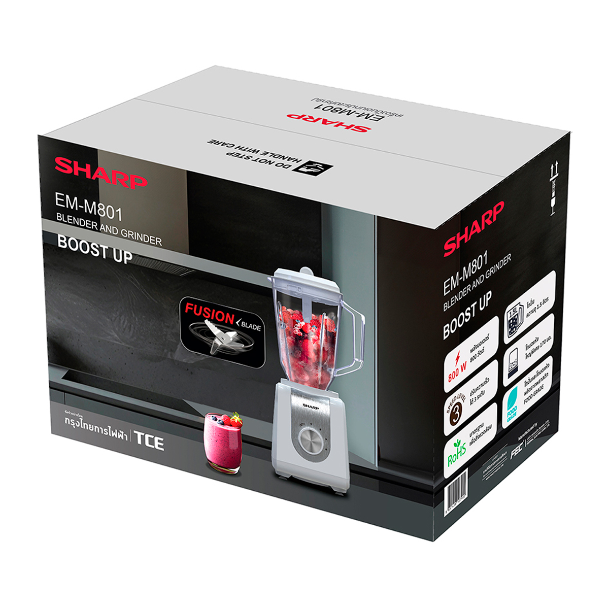 ชาร์ป เครื่องปั่น 800 วัตต์ รุ่น EM-M801 ขนาด 1.5 ล. สีขาว_6