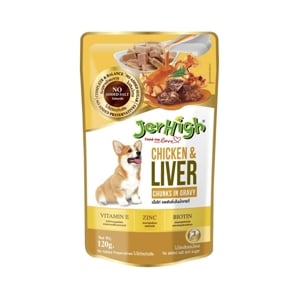 JERHIGH Pouch Wet Dog Food Chicken & Liver Chunks in Gravy 120 g.