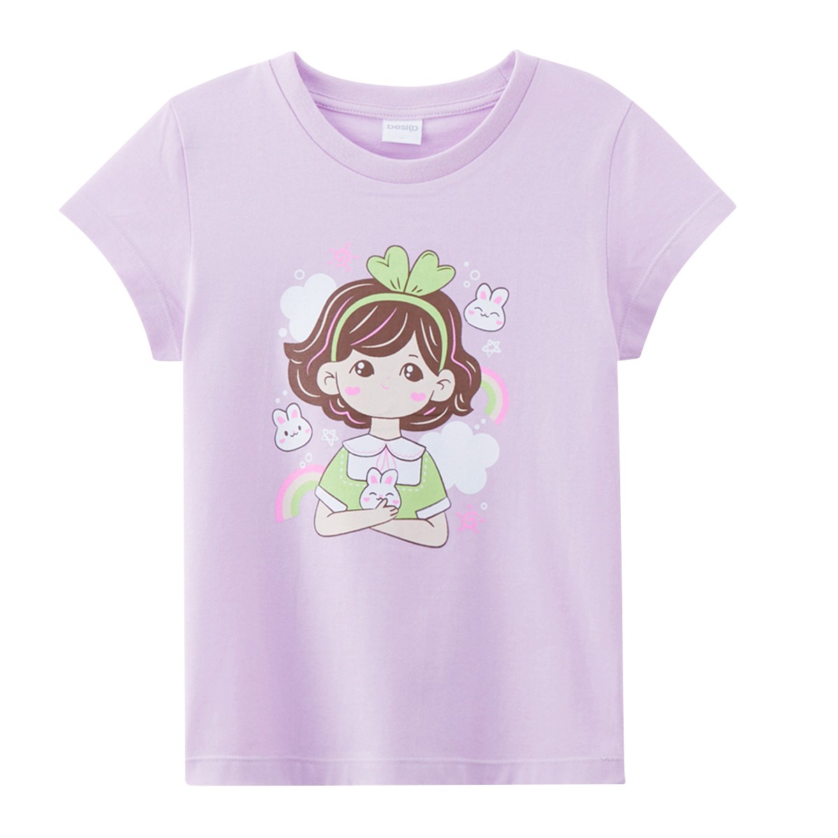 เบสิโค เสื้อยืดคอกลมพิมพ์อก สำหรับเด็กหญิง รุ่น BCAL2409LG005 สีม่วง