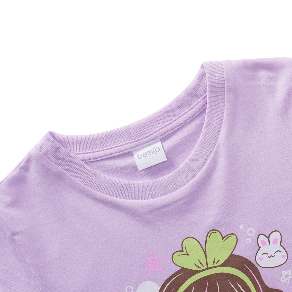 เบสิโค เสื้อยืดคอกลมพิมพ์อก สำหรับเด็กหญิง รุ่น BCAL2409LG005 สีม่วง_2