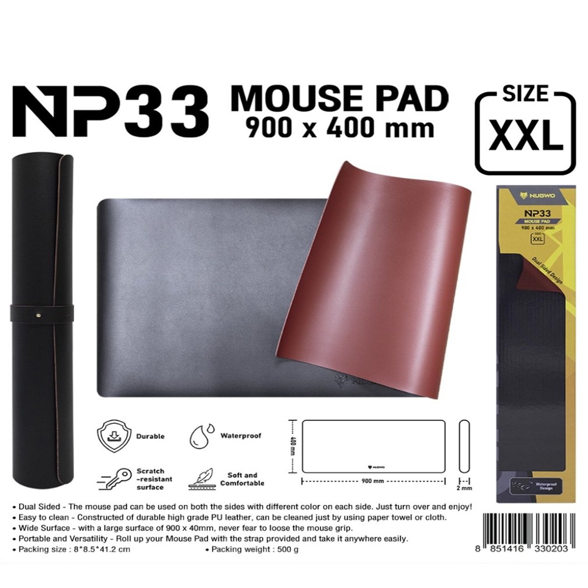 นับโว แผ่นรองเมาส์ รุ่น NP33 ขนาด 900 x 400 มม. ไซส์ XXL (สินค้าคละสี ไม่สามารถเลือกได้)_2
